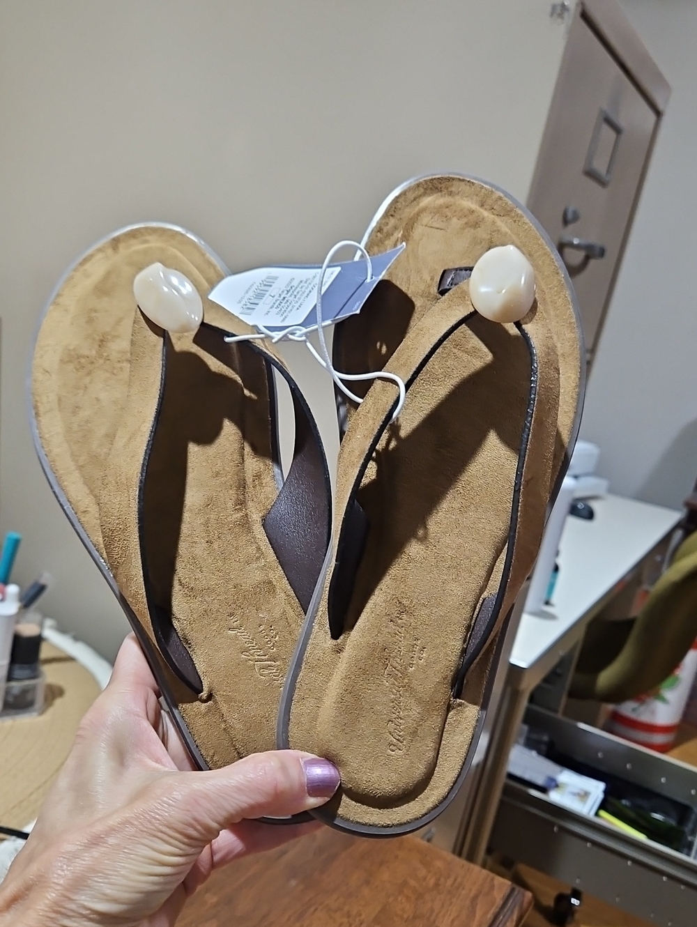 Universal Thread Tan Sandals with Pearl Accent